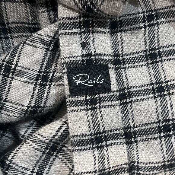 Rails Shirt Womens Angelica Check Flannel Small Beige Black Plaid Button Front - Picture 9 of 12